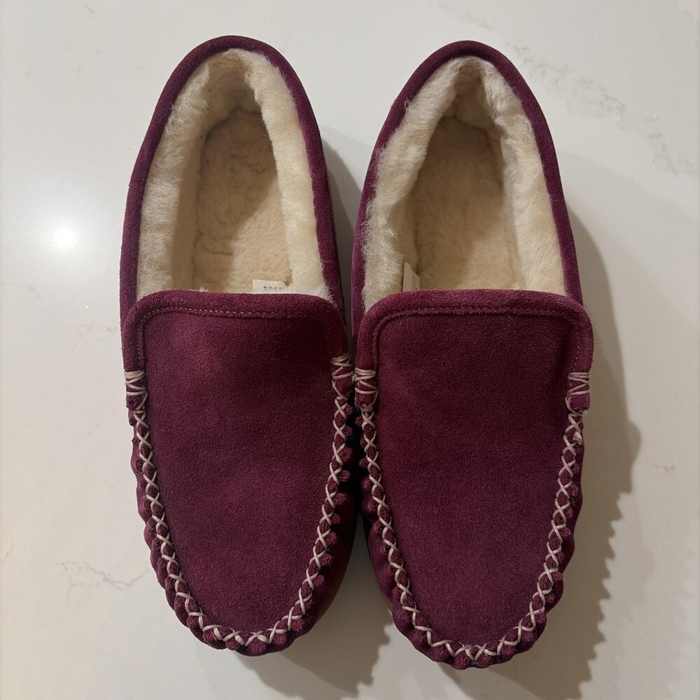 LL Bean Wicked Good Slippers Suede Shearling Slippers Women 9 NWOT